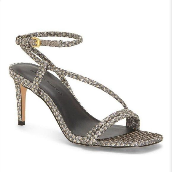 Rebecca Minkoff Shoes - Rebecca Minkoff Nanine Silver Gold Strappy Ankle Strap Heeled Sandals